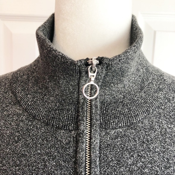 H&M Charcoal Gray Stripe Print 1/4 Zip Sweater Pullover Small - Picture 5 of 16